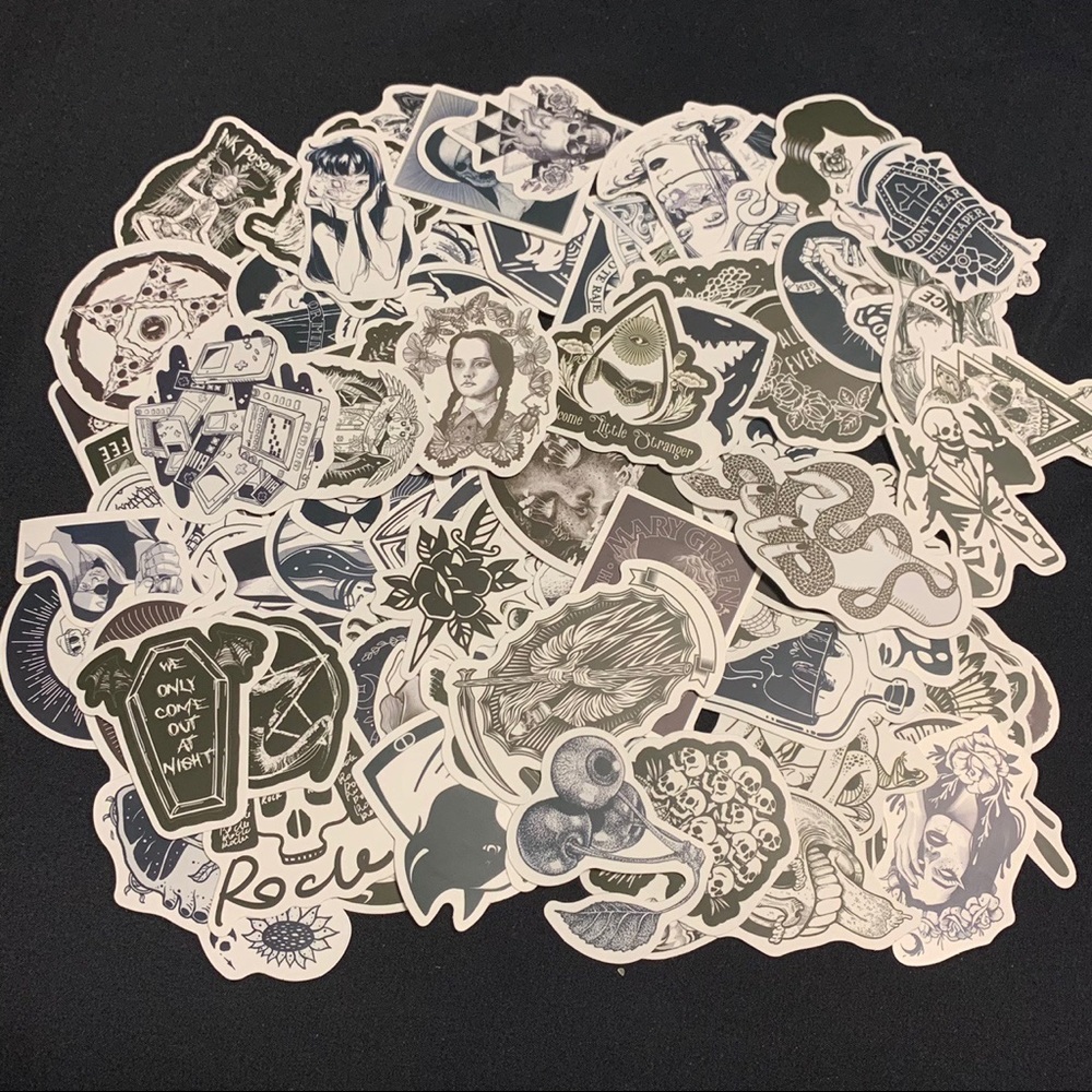 Black and White Horror Witchy Stickers (set of 10)